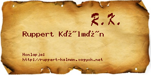 Ruppert Kálmán névjegykártya